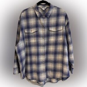 Old Navy Blue and White Checkered “Boyfriend” Flannel Shirt